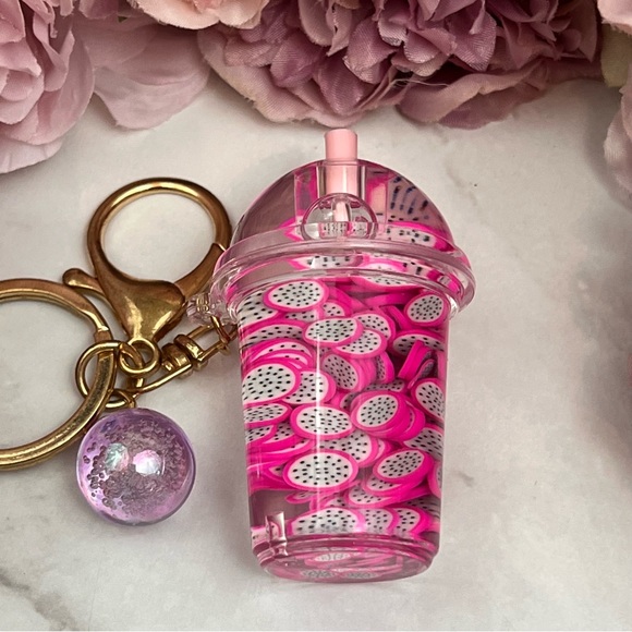Boho Chic Dragon Fruit Infused Water Drink Keychain Charm - Picture 6 of 17